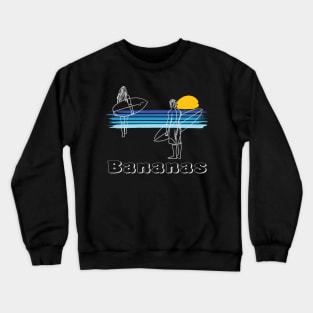 Bananas, Portugal Surfing Beach Surf Guy Girl Crewneck Sweatshirt